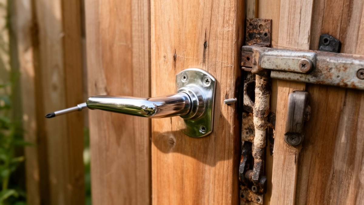 montaż klamki do furtki