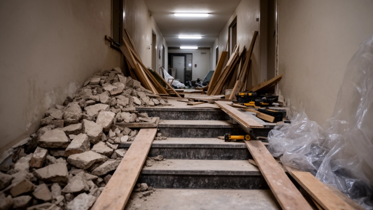 Remont mieszkania a bałagan na klatce schodowej