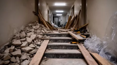 Remont mieszkania a bałagan na klatce schodowej